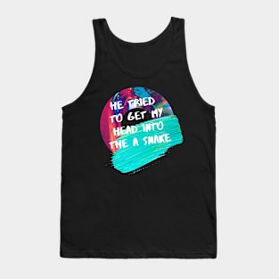 HE TRIED - Surreal "Engrish" Bad Translation Error with Glitch Art Tank Top